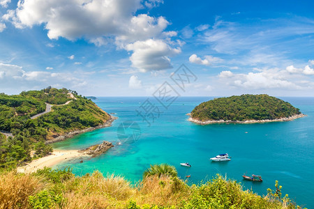 桥本环奈夏日在泰国普吉的雅奴海滩全景背景