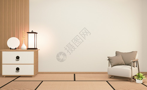 日本游海报模拟海报橱柜木制日本人设计的和白色房间构想手臂椅子3d背景