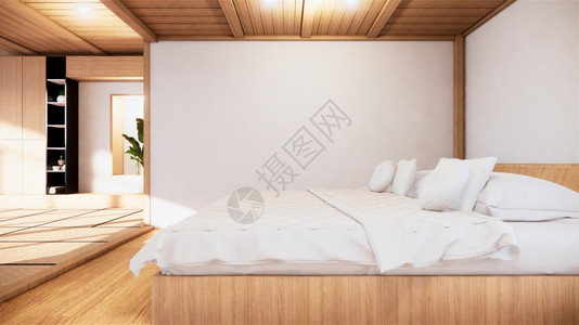 家用内墙在zen卧室用木制床成图片