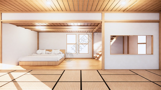 家用内墙在zen卧室用木制床成图片