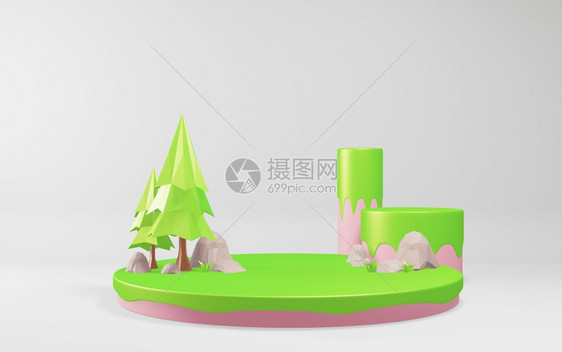 白色圆的树底小形样式3DGreating图片