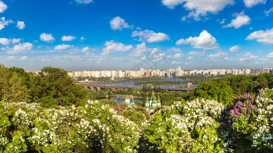 在美丽的夏日中在乌克兰的Kiev和dubychi修道院图片