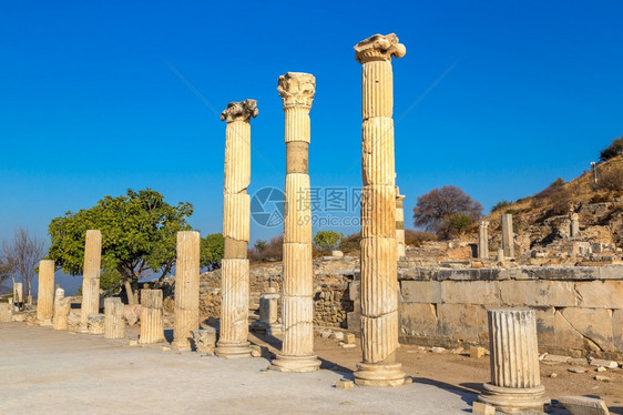古城埃菲苏斯的废墟古希腊城市火鸡图片