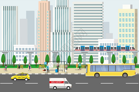 不同的人城市生活公路共交通概念图图片