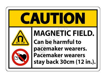 提醒注意磁场可能对起搏器磨损者有害图片