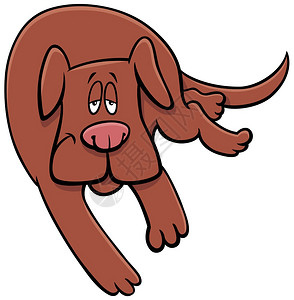 漫画插图滑稽的困睡棕色狗漫画动物人背景图片