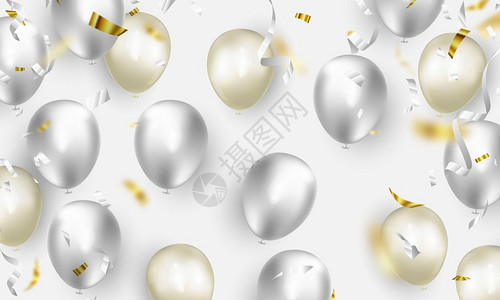 白色气球背景的庆祝派对横幅销售矢量插图大开贺卡豪华富有图片