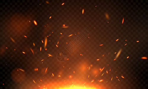 燃烧的红色火花现实的焰抽象背景高清图片