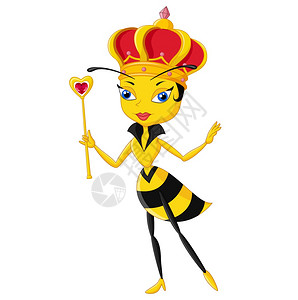 微笑职业白色背景孤立的卡通蜂后插画