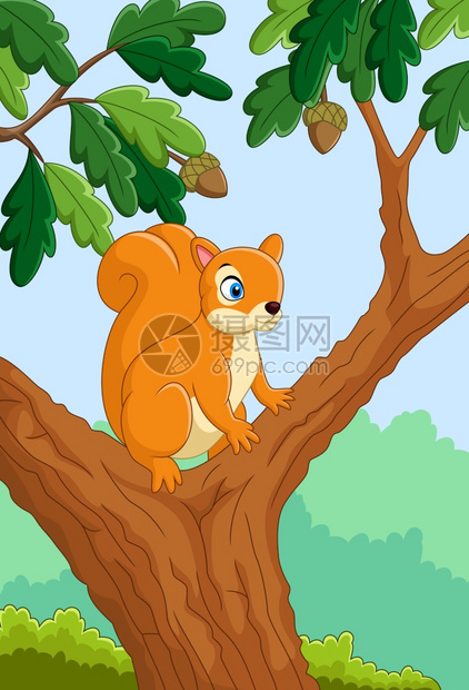 树上的卡通松鼠图片