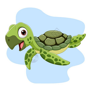 海洋中游泳的卡通海龟高清图片