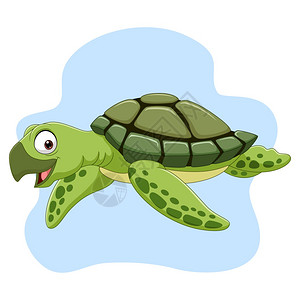 海洋中游泳的卡通海龟图片