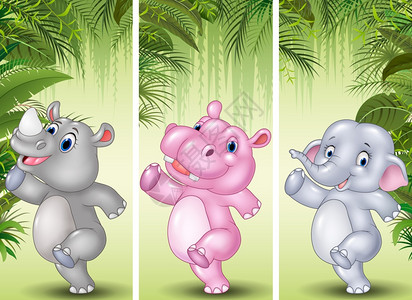 假期经典卡通可爱动物矢量插画插画