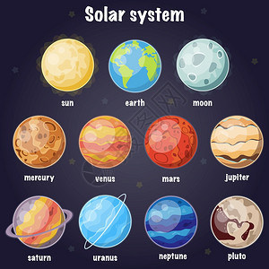 卡通太阳系图解 图片