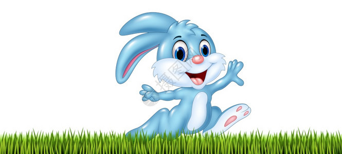 可爱的小兔子跳到草地上图片