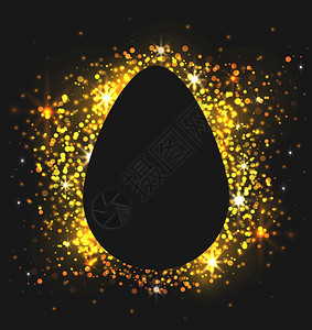 黑色背景的鸡蛋模板带有金色火花东方贺卡横幅和设计矢量框架东方贺卡图片