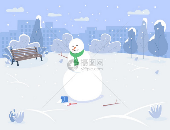 城市公园的雪人图片