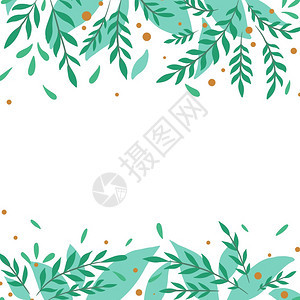 绿色树枝元素贺卡邀请函矢量模板图片