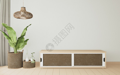 室内热带装有阁和植物饰品3d图片
