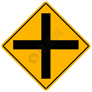 钻石切克十字路口标志十字前面的警告标志设计图片