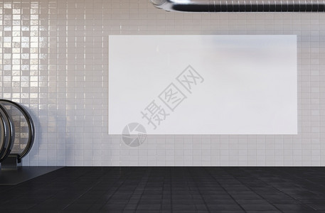 3d插图模拟地铁站空白的横向广告牌海报抵制和品牌概念图片