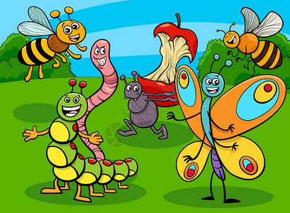 可爱昆虫插画图片