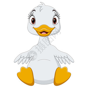 熟野鸡野鸭坐在这的可爱小鸭的卡通片插画