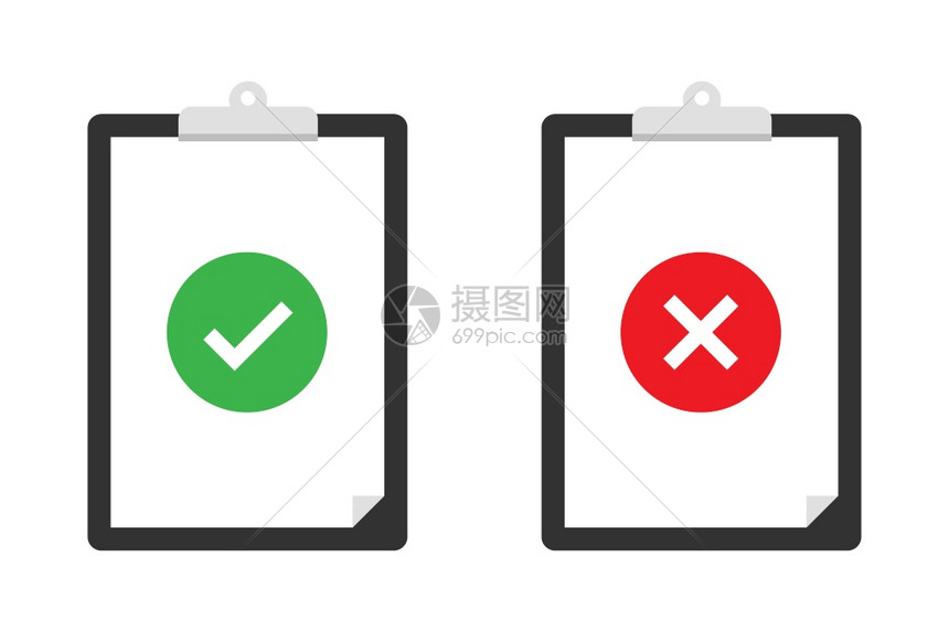 笔记本上的对钩和叉号插画图片下载-正版图片303764267-摄图网