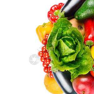 对水果和蔬菜的类比隔离在白色背景上免费文本空间图片