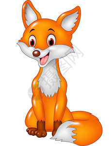 动物形象卡通笑狐狸座椅插画
