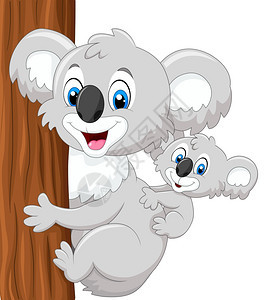 奶妈背抱着树的卡通婴儿拉阿koal图片