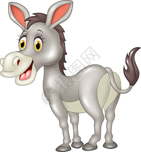 眼镜漫画白色背景孤立的卡通笑驴插画