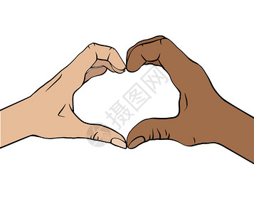 矢量等贺卡一对男女的两手心脏形状颜色插图一对情侣人节的贺卡一插画