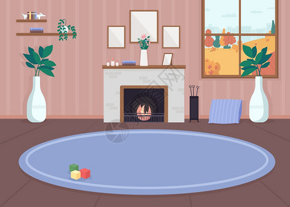 舒适家客厅插画_舒适家客厅卡通_舒适家客厅插图_手绘_板绘_摄图网