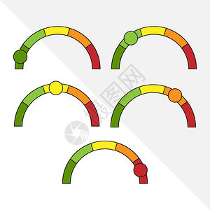带有颜色分级和引擎的圆形尺度表示情绪反馈质量或审查简单平坦矢量说明图片