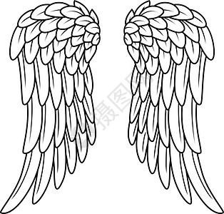 白色天鹅羽毛卡通天使翅膀插画