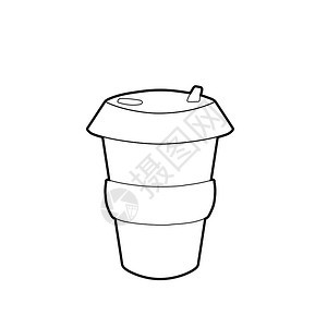 零废物项竹制咖啡杯的轮廓插图该对象与背景分开贺卡横幅和你的创造力矢量元素大纲零废物项竹制咖啡杯的轮廓插图该对象与背景分开矢量元素图片