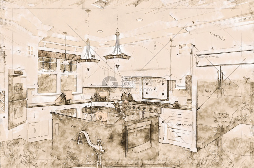 美丽的自定义厨房概念设计图图片