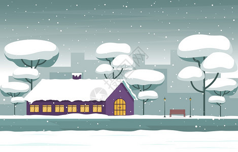 冬季城市房屋景观图图片