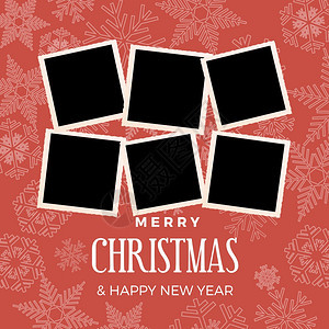 圣诞节和冬季背景带照片空白框带图片插入的矢量模板图片