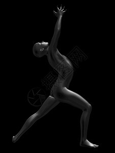 在瑜伽姿势上以数字形式显示灰色人类的3d插图像是在瑜伽姿势上锻炼的马尼肯图片