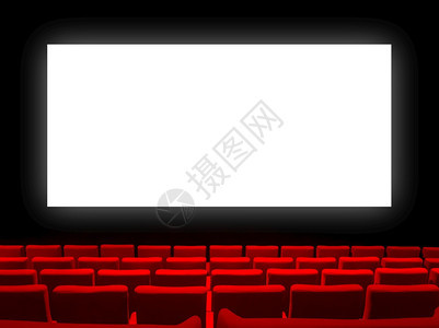 红色天鹅绒座位和空白屏幕的电影剧场复制空间背景红色座位和空白屏幕的电影剧场图片