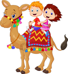 骑着装饰骆驼的小孩图片
