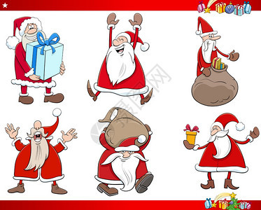 圣诞节时间设置的SantClus节假日人物的漫画插图图片