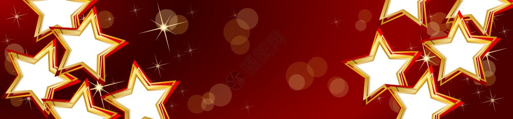 Christma向量信头亮光模糊的恒星红色背景图片