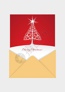 可打印的圣诞节卡片用纸页或邀请卡模板打开信封矢量孤立插图图片