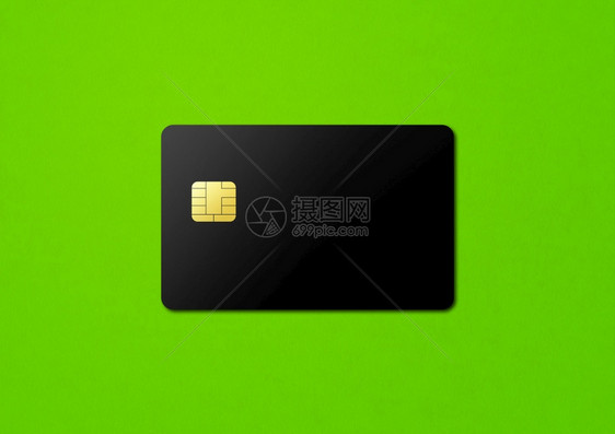 绿色背景的黑信用卡模板3d插图绿色背景的黑信用卡图片