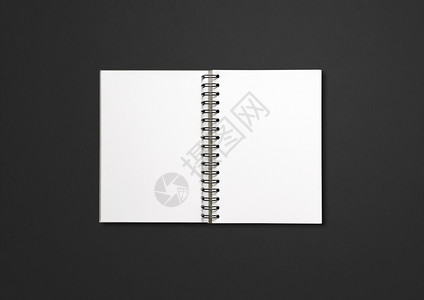 黑背景上孤立的空白开螺旋笔记本模型黑背景上孤立的空白开螺旋笔记本图片
