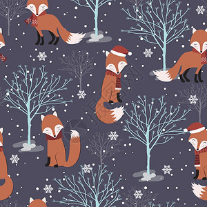 圣诞节红色狐狸背景图片