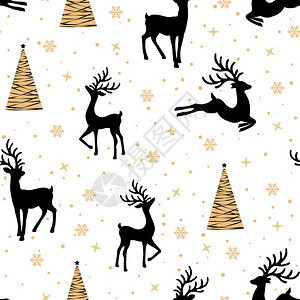 圣诞节无缝模式有驯鹿背景冬季无缝模式有驯鹿冬季无包装纸冬季问候网页背景圣诞节和新年贺卡图片